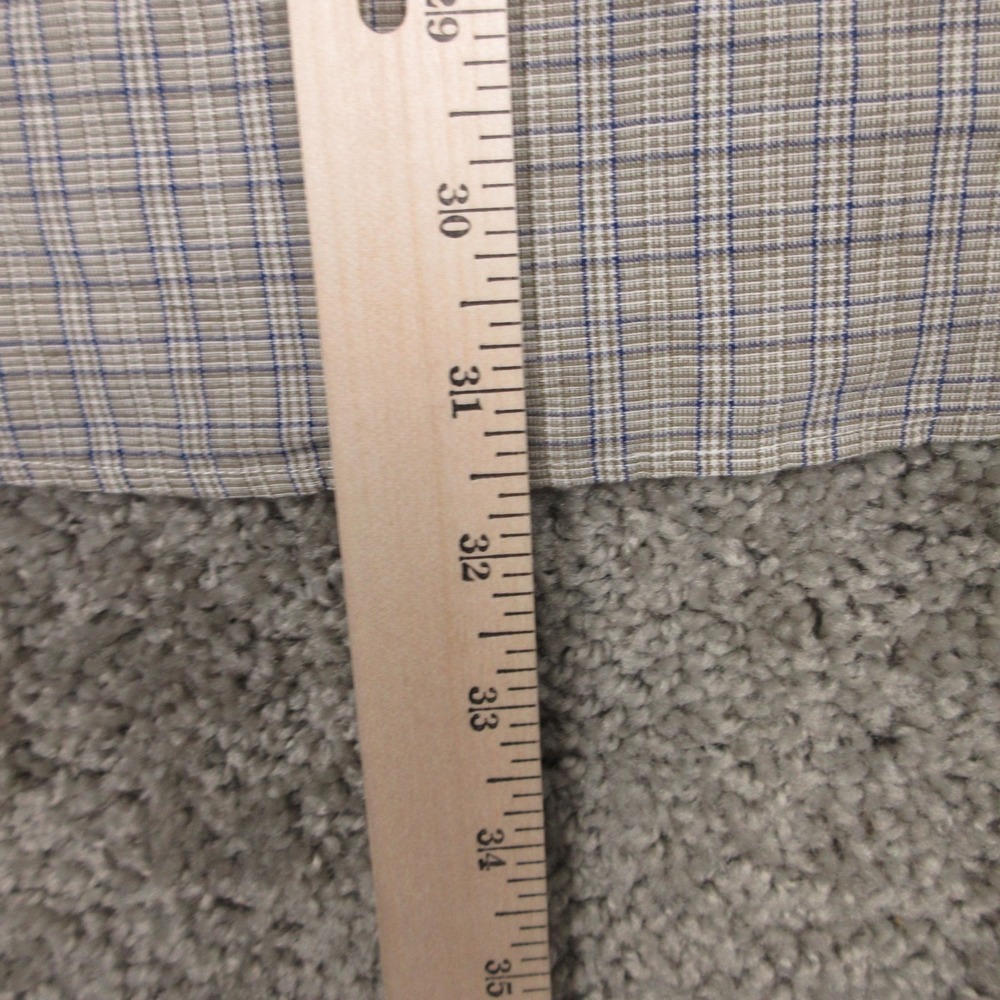 Yves Saint Laurent Shirt Mens Large Beige Plaid Band Collar Pockets Button Up - Picture 8 of 10